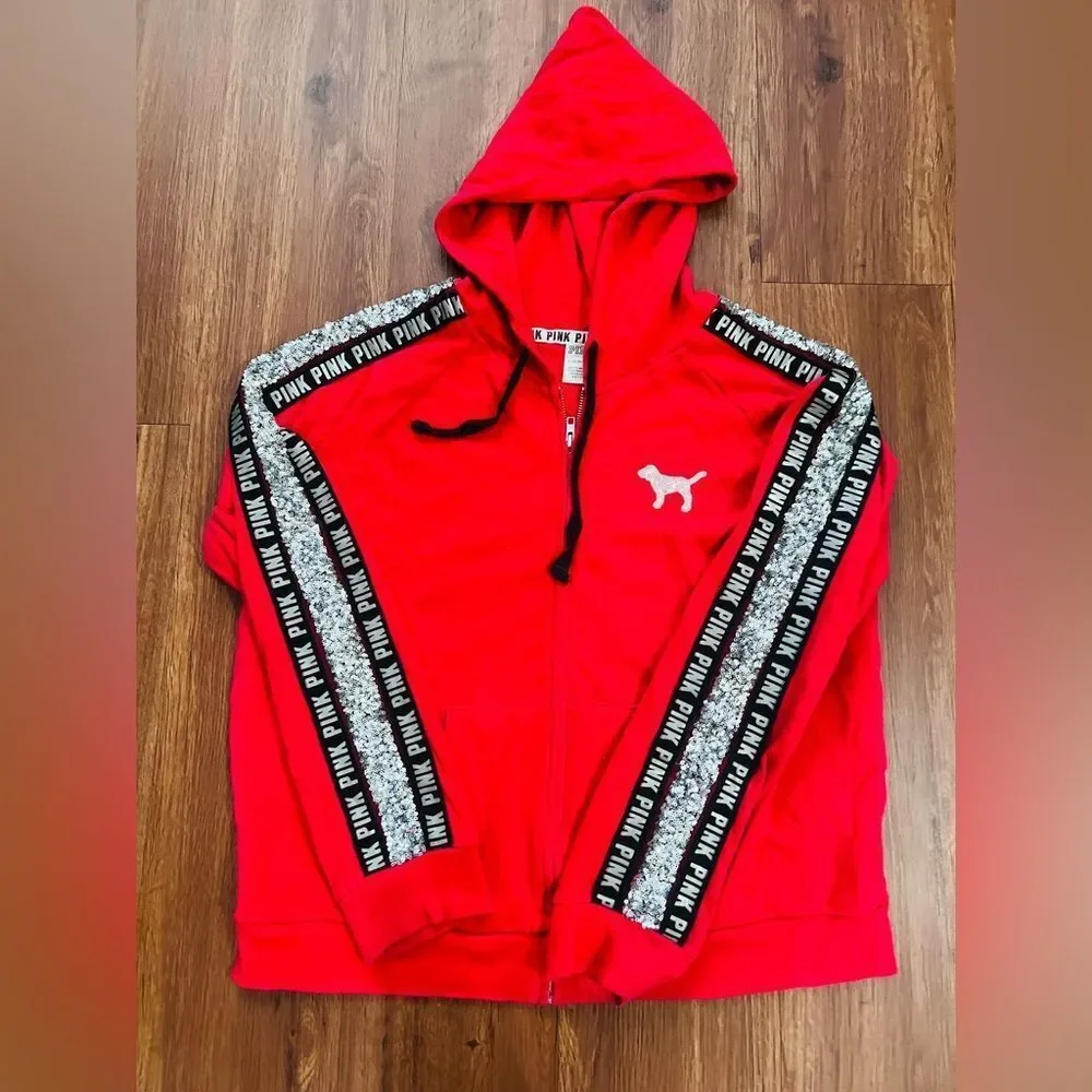 PINK VS RED BLING HOODIE / JOGGERS OUTFIT SET XL